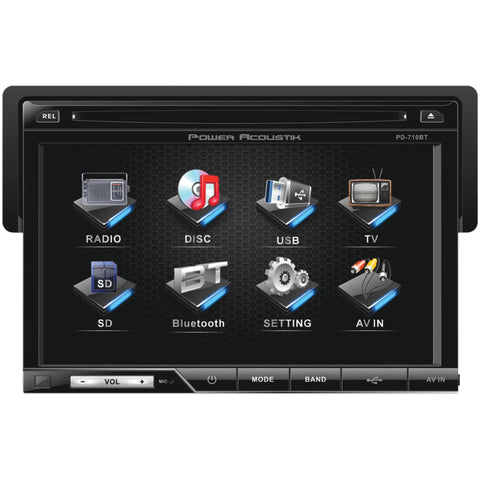 Power Acoustik(R) PD-710B 7" Single-DIN In-Dash LCD Touchscreen DVD Receiver with Detachable Face (With Bluetooth(R))