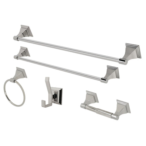 KINGSTON BRASS BAHK61212478PN MONARCH 5-PIECE BATHROOM ACCESSORY SET, POLISHED NICKEL