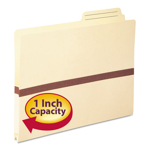 1" Exp File Pocket, 2/5 Tab, Letter, Manila