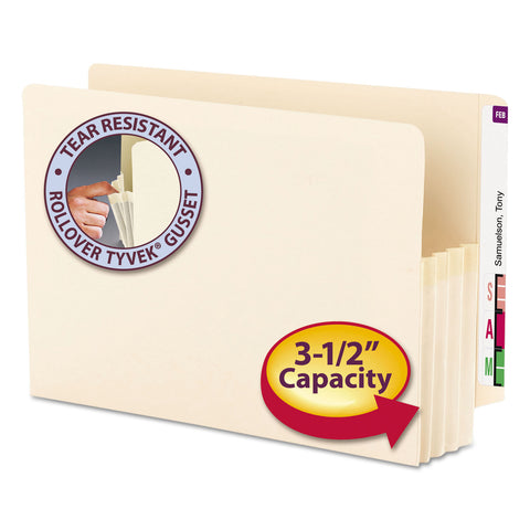 3 1/2" Exp End Tab File Pocket, Straight Tab, Legal, Manila, 25/bx