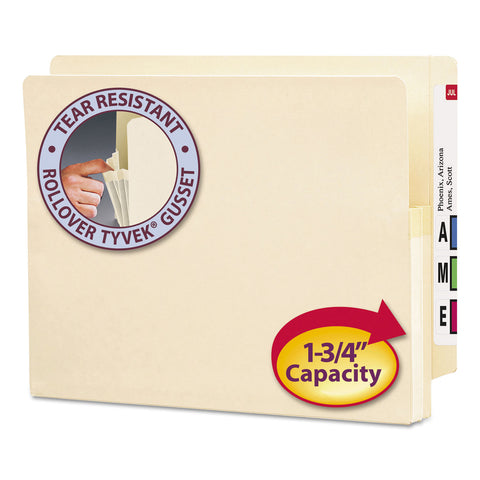 1 3/4" Exp End Tab File Pocket, Straight Tab, Letter, Manila, 25/bx