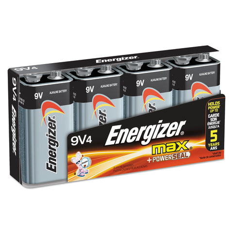 Max Alkaline Batteries, 9v, 4 Batteries/pack