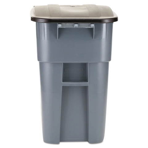 Brute Rollout Container, Square, Plastic, 50gal, Gray