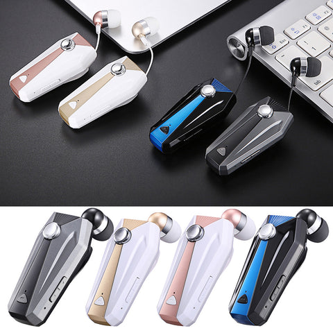 Wireless Retractable In-Ear Stereo Bluetooth Headset Earphone Headphone Earbuds For iPhone For Samsung