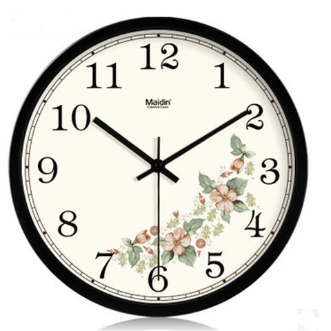 10-inch Silent fashion Art Pastoral Round Wall Clock,BLACK (NO.342)