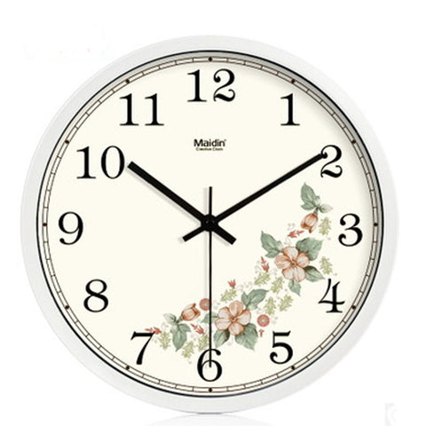 10-inch Silent fashion Art Pastoral Round Wall Clock,WHITE (NO.342)