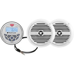 Planet Audio White Gauge-style In-dash Radio With 6.5" White Marine Speakers