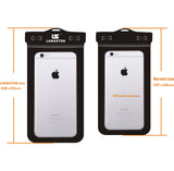 Case of 5 LAMASTON Extra Large Waterproof Phone Case for iPhone 7 Plus, 6 6S, Samsung Galaxy S7 S6. Best Dust Dirt Proof, Snow proof, Waterproof Phone Dry Bag for Cellphone up to 6 inches(Black)