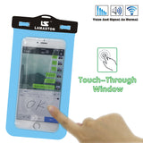 Case of 5 LAMASTON Extra Large Waterproof Phone Case for iPhone 6 Plus, 7 6S, Samsung Galaxy S6 Edge S7. Best Dust Dirt Proof, Snow proof, Waterproof Phone Pouch Bag for Cellphone up to 6 inches(Blue)