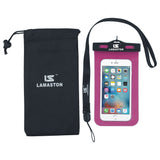 Case of 5 LAMASTON Extra Large Waterproof Phone Case for iPhone 6 Plus, 7 6S, Samsung Galaxy S6 Edge S7. Best Dust Dirt Proof, Snow proof, Waterproof Phone Dry Bag for Cellphone up to 6 inches(Pink)