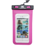 Case of 5 LAMASTON Extra Large Waterproof Phone Case for iPhone 6 Plus, 7 6S, Samsung Galaxy S6 Edge S7. Best Dust Dirt Proof, Snow proof, Waterproof Phone Dry Bag for Cellphone up to 6 inches(Pink)