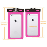 Case of 5 LAMASTON Extra Large Waterproof Phone Case for iPhone 6 Plus, 7 6S, Samsung Galaxy S6 Edge S7. Best Dust Dirt Proof, Snow proof, Waterproof Phone Dry Bag for Cellphone up to 6 inches(Pink)