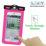 Case of 5 LAMASTON Extra Large Waterproof Phone Case for iPhone 6 Plus, 7 6S, Samsung Galaxy S6 Edge S7. Best Dust Dirt Proof, Snow proof, Waterproof Phone Dry Bag for Cellphone up to 6 inches(Pink)