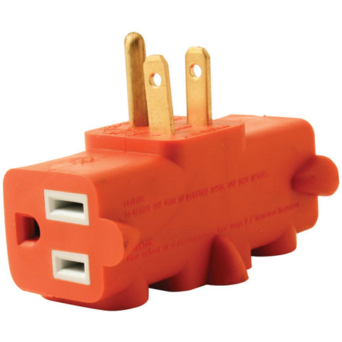 Axis(TM) YLCT-10 3-Outlet Heavy-Duty Grounding Adapter (Orange)