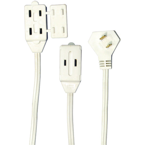 Axis(TM) 45503 3-Outlet White Wall Hugger Indoor Extension Cord, 6ft