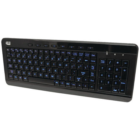 Adesso(R) AKB-120EB SlimTouch(TM) 120 3-Color Illuminated Compact Multimedia Keyboard