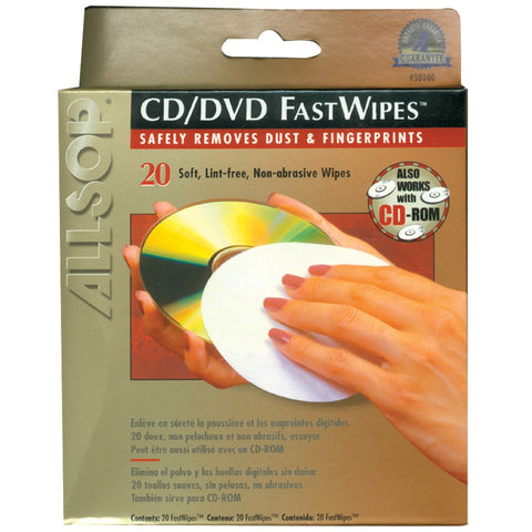 Allsop(TM) 50100 CD FastWipes(TM), 20 pk