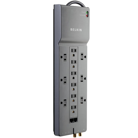 Belkin(R) BE112234-10 Home/Office Surge Protector (12-Outlet; 1-in/2-out telephone/modem protection; RJ45 & coaxial protection)