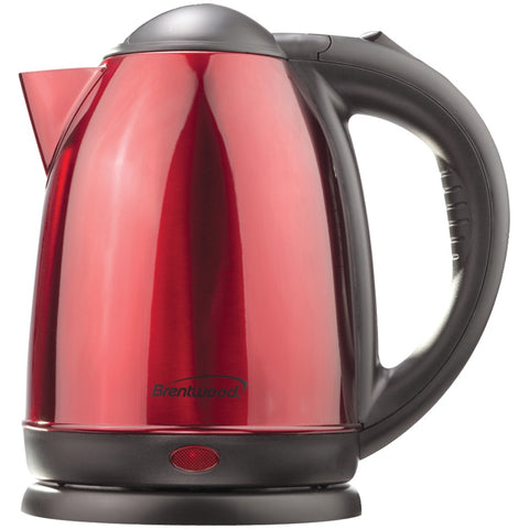 Brentwood Appliances KT-1795 1.5-Liter Stainless Steel Electric Cordless Tea Kettle (Red)
