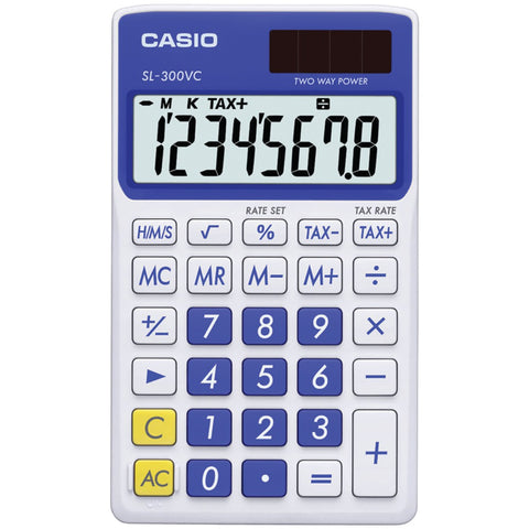 CASIO(R) SL300VCBESIH Solar Wallet Calculator with 8-Digit Display (Blue)