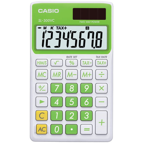 CASIO(R) SL300VCGNSIH Solar Wallet Calculator with 8-Digit Display (Green)