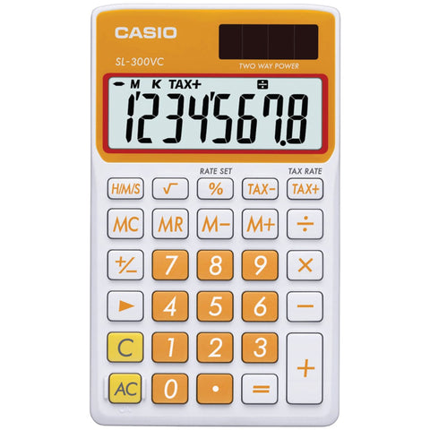 CASIO(R) SL300VCOESIH Solar Wallet Calculator with 8-Digit Display (Orange)