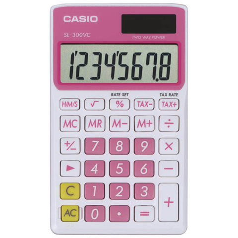 CASIO(R) SL300VCPKSIH Solar Wallet Calculator with 8-Digit Display (Pink)