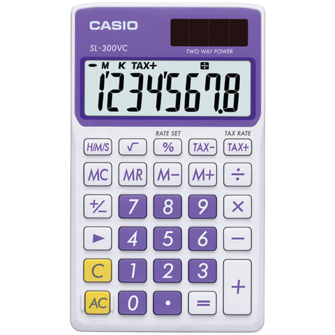 CASIO(R) SL300VCPLSIH Solar Wallet Calculator with 8-Digit Display (Purple)