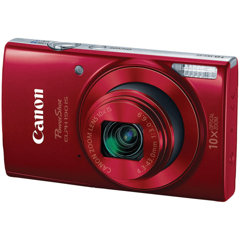 Canon(R) 1087C001 20.0-Megapixel PowerShot(R) ELPH(R) 190 IS Camera (Red)