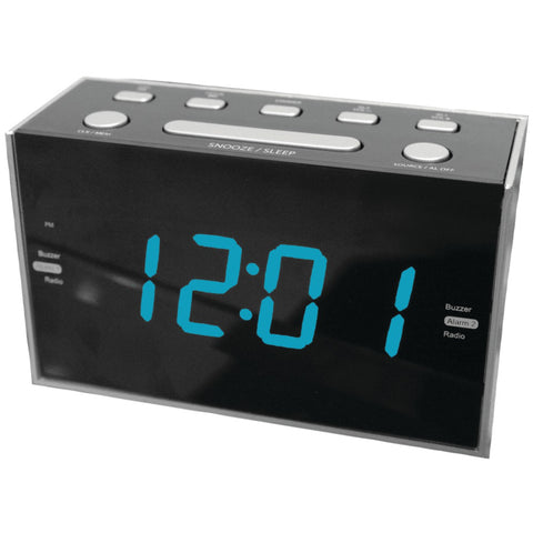 SYLVANIA(R) SCR1053 1.2" Jumbo Digit Dual Alarm Clock Radio with Blue LED