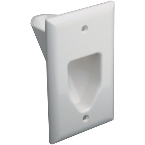 DataComm Electronics 45-0001-WH 1-Gang Recessed Cable Plate (White)