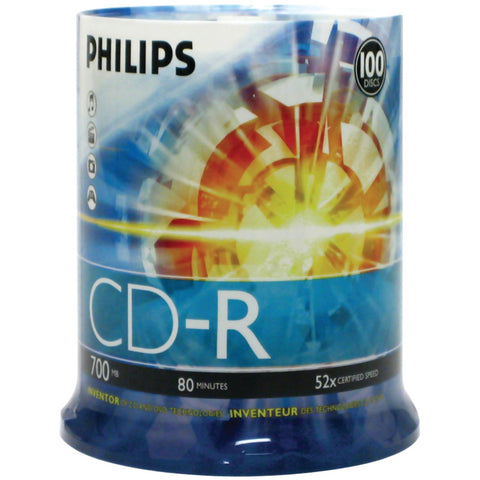 Philips(R) CDR80D52N/650 700MB 80-Minute 52x CD-Rs (100-ct Cake Box Spindle)