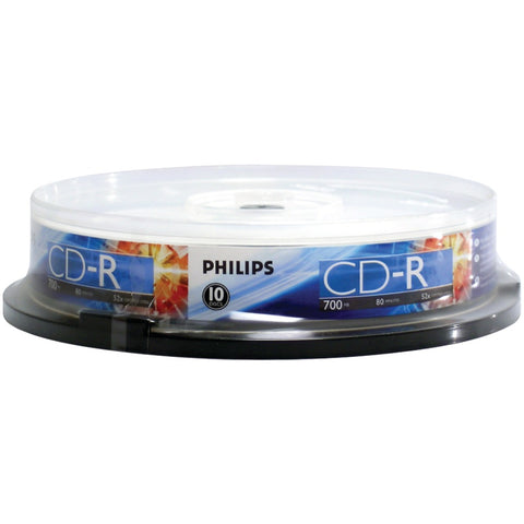 Philips(R) CR7D5NP10/17 700MB 80-Minute 52x CD-Rs (10-ct Cake Box Spindle)
