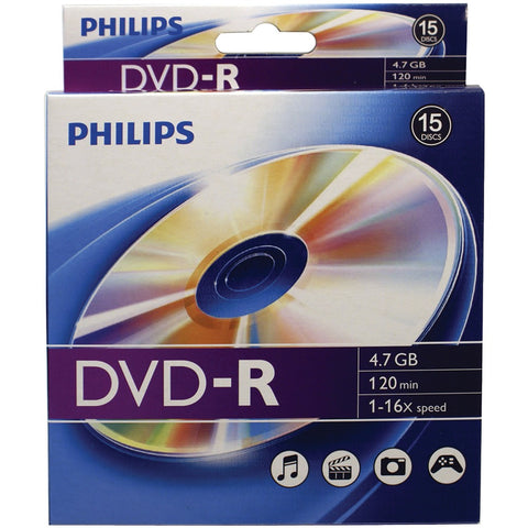 Philips(R) DM4S6B10B/17 4.7GB 16x DVD-Rs, 10-ct Peggable Box