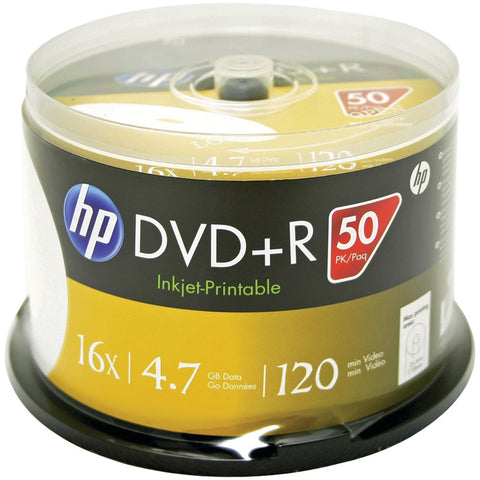 HP(R) DR16WJH050CB 4.7GB Printable DVD+Rs, 50-ct Spindle
