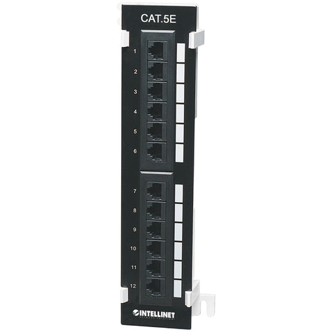 Intellinet Network Solutions(R) 162470 CAT-5E UTP Wall-Mount Patch Panel, 12 Port