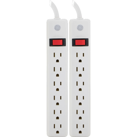 GE(R) 14087 6-Outlet Power Strips, 2 pk