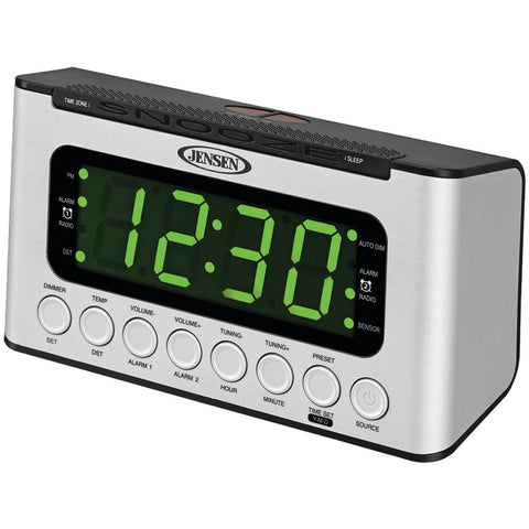 JENSEN(R) JCR-231 Digital AM/FM Dual Alarm Clock Radio with Wave Sensor