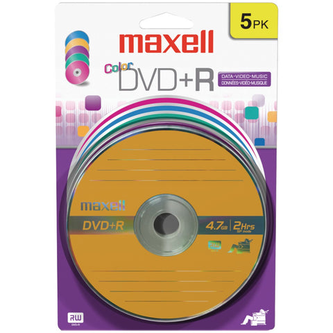 Maxell(R) 639031 4.7GB 120-Minute DVD+Rs (5 pk; Color Carded)