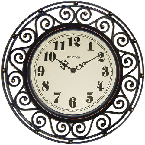 Westclox(R) 32021 12" Filigree Rubbed Bronze Finish Clock