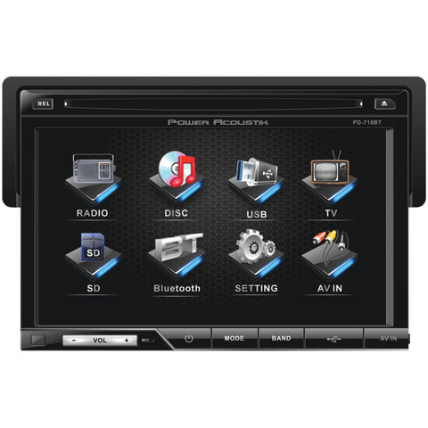Power Acoustik(R) PD-710B 7" Single-DIN In-Dash LCD Touchscreen DVD Receiver with Detachable Face (With Bluetooth(R))