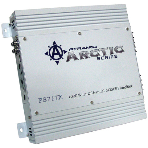 Pyramid(R) Car Audio PB717X Arctic Series 2-Channel Bridgeable Class AB Amp (1,000 Watts)