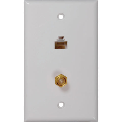 RCA(R) TPH557R CAT-5E/6 F & Coaxial Connector Wall Plate