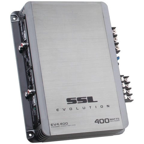 Sound Storm Laboratories(R) EV4.400 EVOLUTION Series Full-Range 400-Watt 4-Channel MOSFET Class AB Amp (Silver)