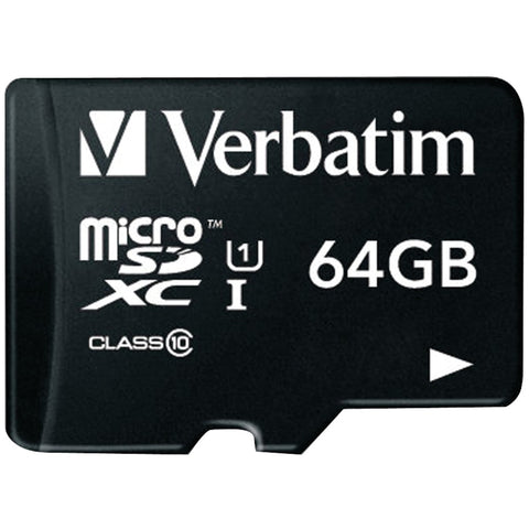 Verbatim(R) 44084 64GB Class 10 microSDXC(TM) Card with Adapter