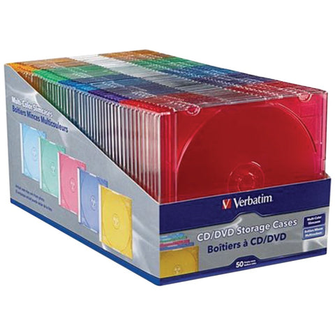 Verbatim(R) 94178 Color CD/DVD Slim Cases, 50 pk