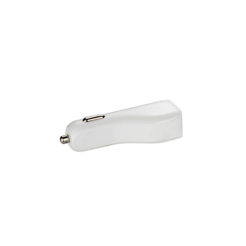 REIKO 1 AMP DUAL COLOR USB CAR CHARGER IN WHITE