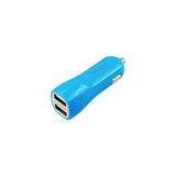 REIKO MICRO USB 2 AMP DUAL USB PORTS CAR CHARGER IN BLUE