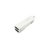 REIKO MICRO USB 2 AMP DUAL USB PORTS CAR CHARGER IN WHITE