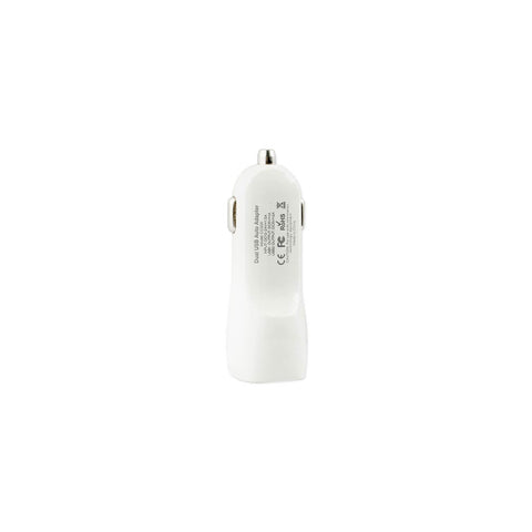 REIKO MICRO USB 2 AMP DUAL USB PORTS CAR CHARGER IN WHITE